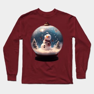 cute snowman in a sphere glass perfect for christmas Long Sleeve T-Shirt